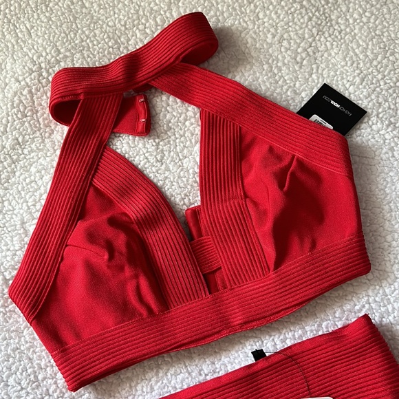 NEW Fashion Nova Red Bandage Mini Skirt Set - Picture 3 of 9